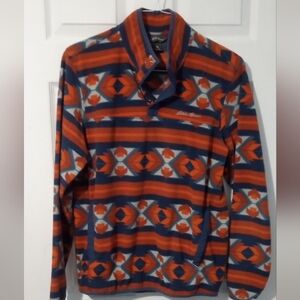 Eddie Bauer Vibrant Orange and Blue Geometric Fleece
